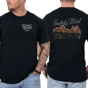 Safety Third T-Shirt, Funny Construction Ironworker Graphic, Blue Collar Work Humor Graphic Shirt for Construction Workers & Ironworkers, Gift for Laborers or High Rise Workers