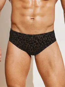 Men'S Leopard Print Swim Briefs - Trendy Design, Comfortable And Non-Restrictive, Quick-Dry Summer Beach Shorts, Men'S Leopard Print Stretch Tight Trunks For Swimming, Lightweight, Comfortable Breathable. The Perfect Gift Men.