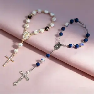 Car Rearview Mirror Hanging Ornament, 2 Counts/set Cross & Flower Charm Car Rearview Mirror Hanging Decoration, Universal Car Interior Decorative Accessories, Car Interior Accessory