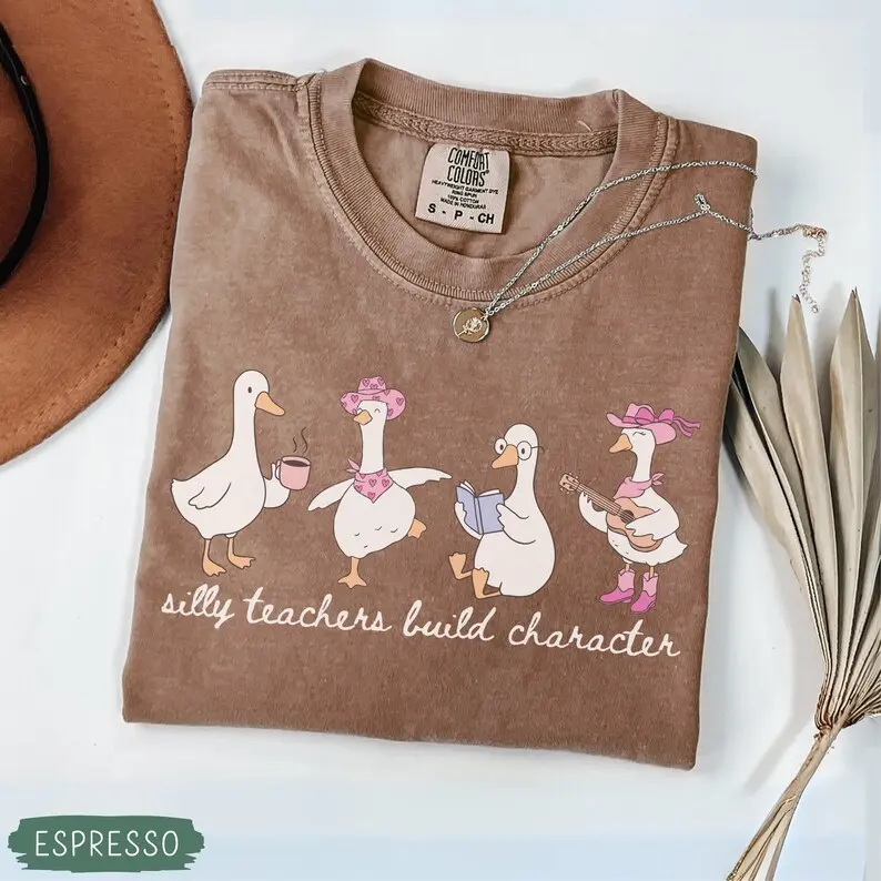 Comfort Colors Silly Teacher Build Character T-Shirt, Silly Goose Shirt, Western Teacher Tshirt, Cute Back to School Tee, Teacher Appreciation Gift, Funny Gift For Teacher