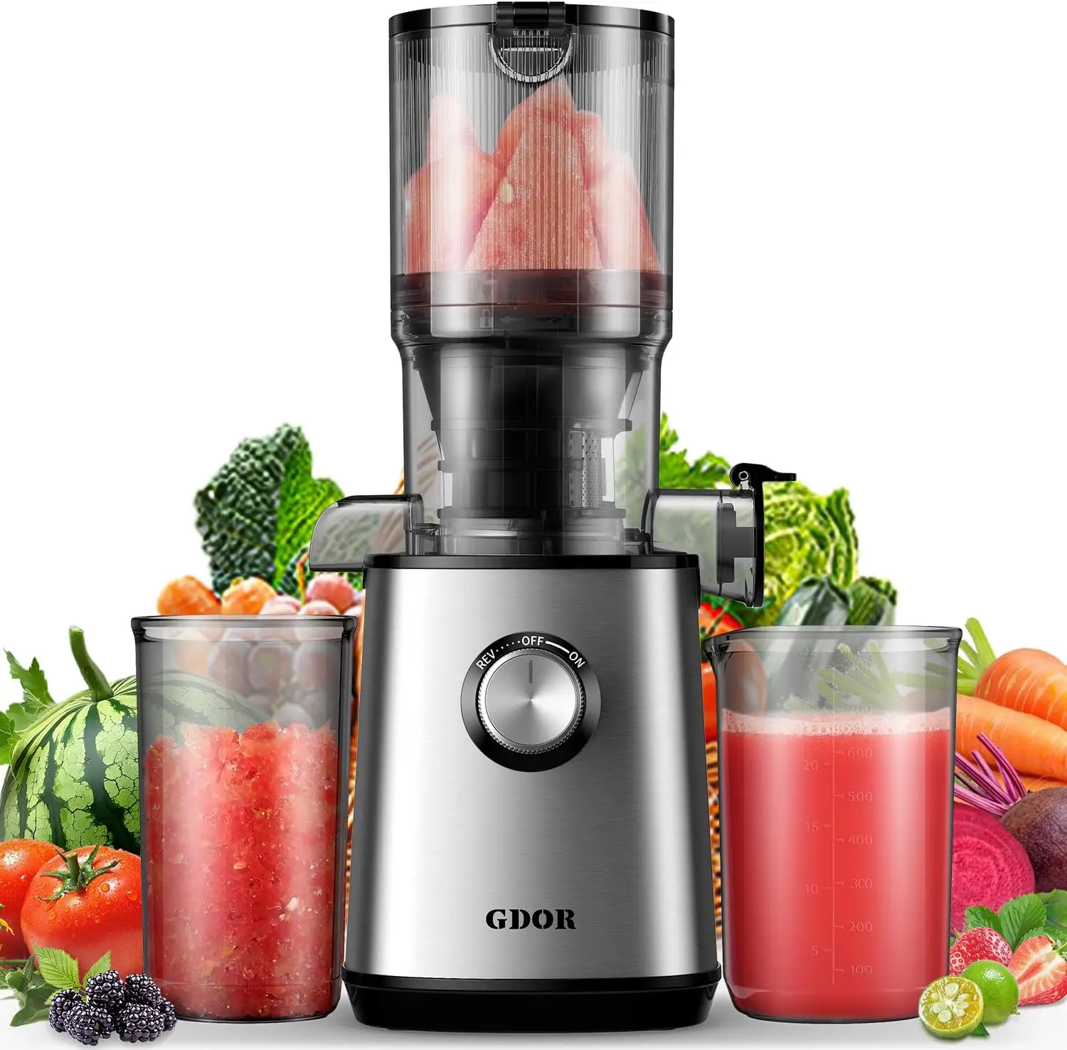 Cold Press Juicer with 3.5” Feed Chute, Powerful 150NM Motor, Simple operation, Slow Masticating Juice Extractor Fits Whole Fruits,Veggies