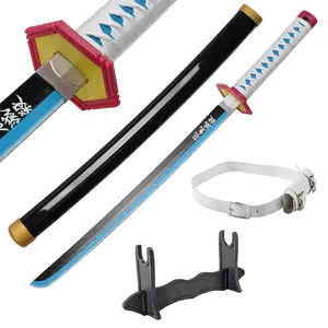31 inches Tomioka Giyuu Cosplay Sword Bamboo Wooden Demon Slayer Swords with Belt & Holder Stand Display for Anime Fans Halloween Role Playing Props Cosplay Collection Christmas Gift Birthday
