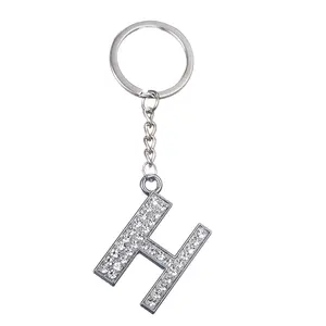 Rhinestone Initial Letter Keychain Silver for Women Handbags Backpack