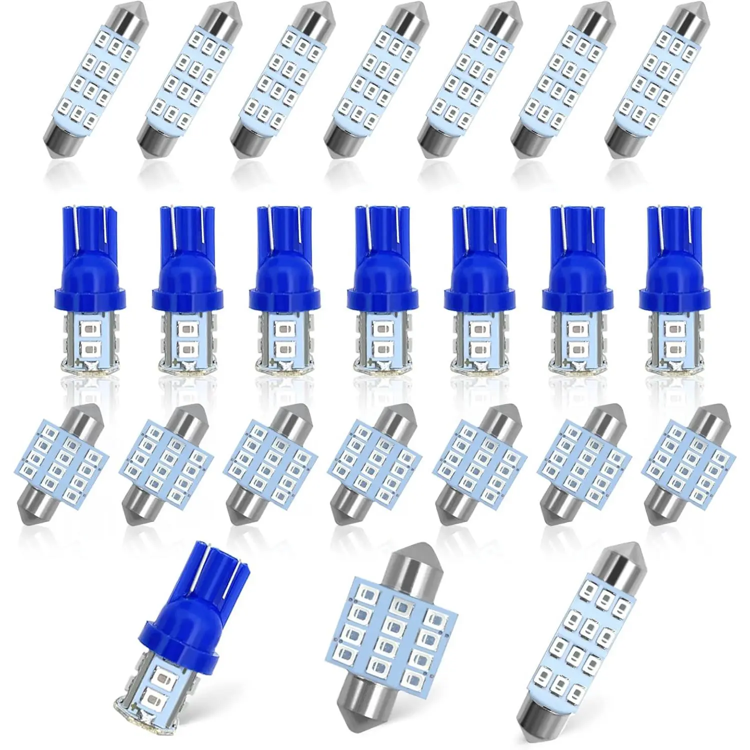 24-Piece Blue LED Interior Car Lights Set - Automotive Decorative Car Lighting Compatible with Most Vehicles