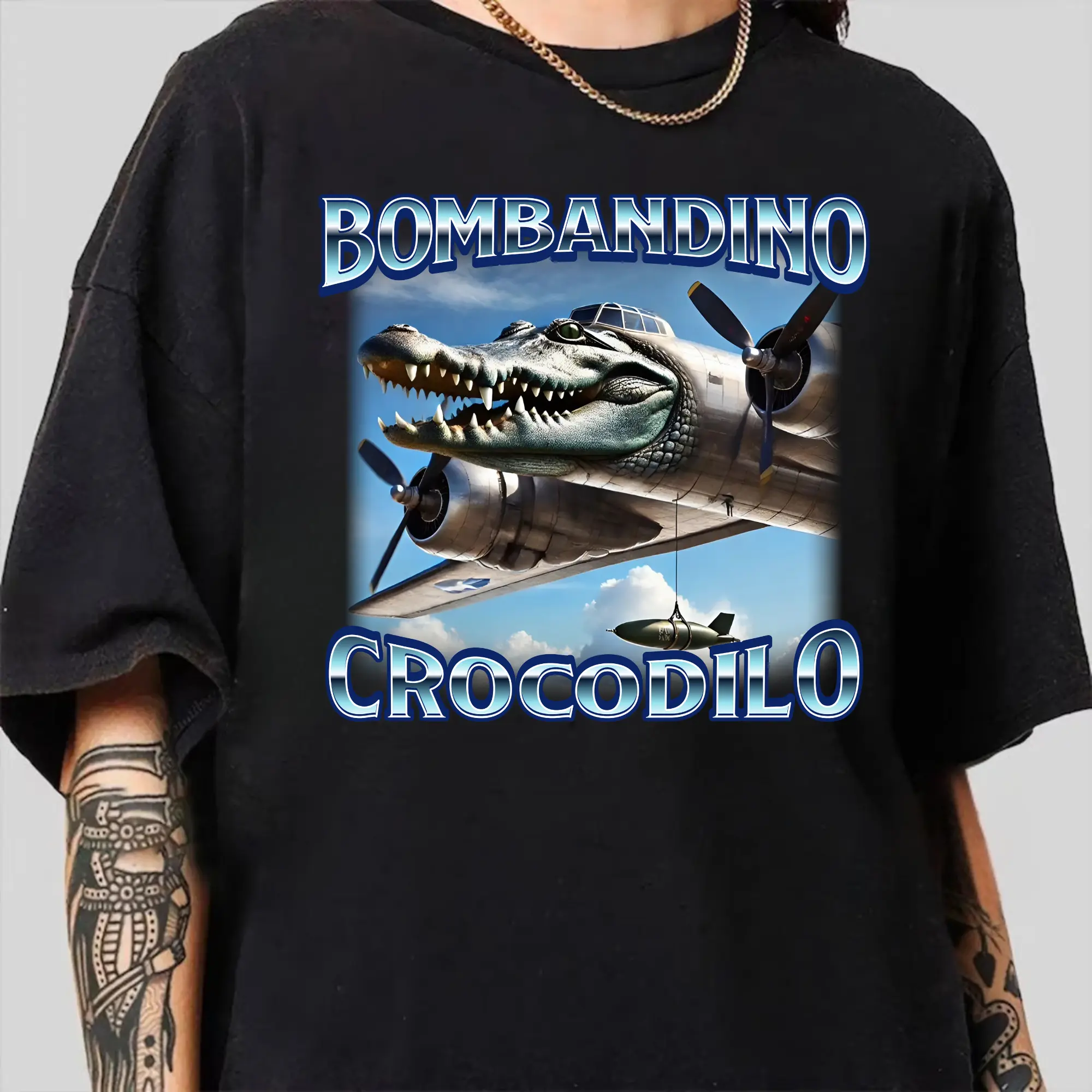 Bombardino Crocodilo Funny Brain Rot T-shirt, Bootleg Rap Tee, Meme Shirt, Weird Clothes, Italian Brainrot Meme, Crocodile Tee, Trending Tee