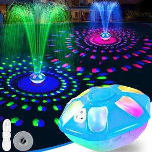 2026 Upgraded Pool Fountain,9000mah Rechargeable Floating Pool Fountain with Light Show,Above Ground Pool Water Fountain Pump with Anchor,Large Floting Fountain for Inground Pool-1PC（Light Blue）