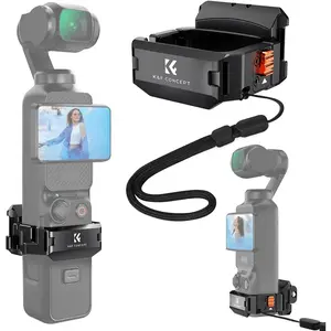 K&F CONCEPT Compact Expansion Adapter Frame for DJI Osmo Pocket 3, Aluminum Alloy Anti-Slip Action Camera Protective Cage Photography Tool with 1/4" Screw Holes, GoPro Adapter, Cold Shoe, Lock & SD Card Support for Recording