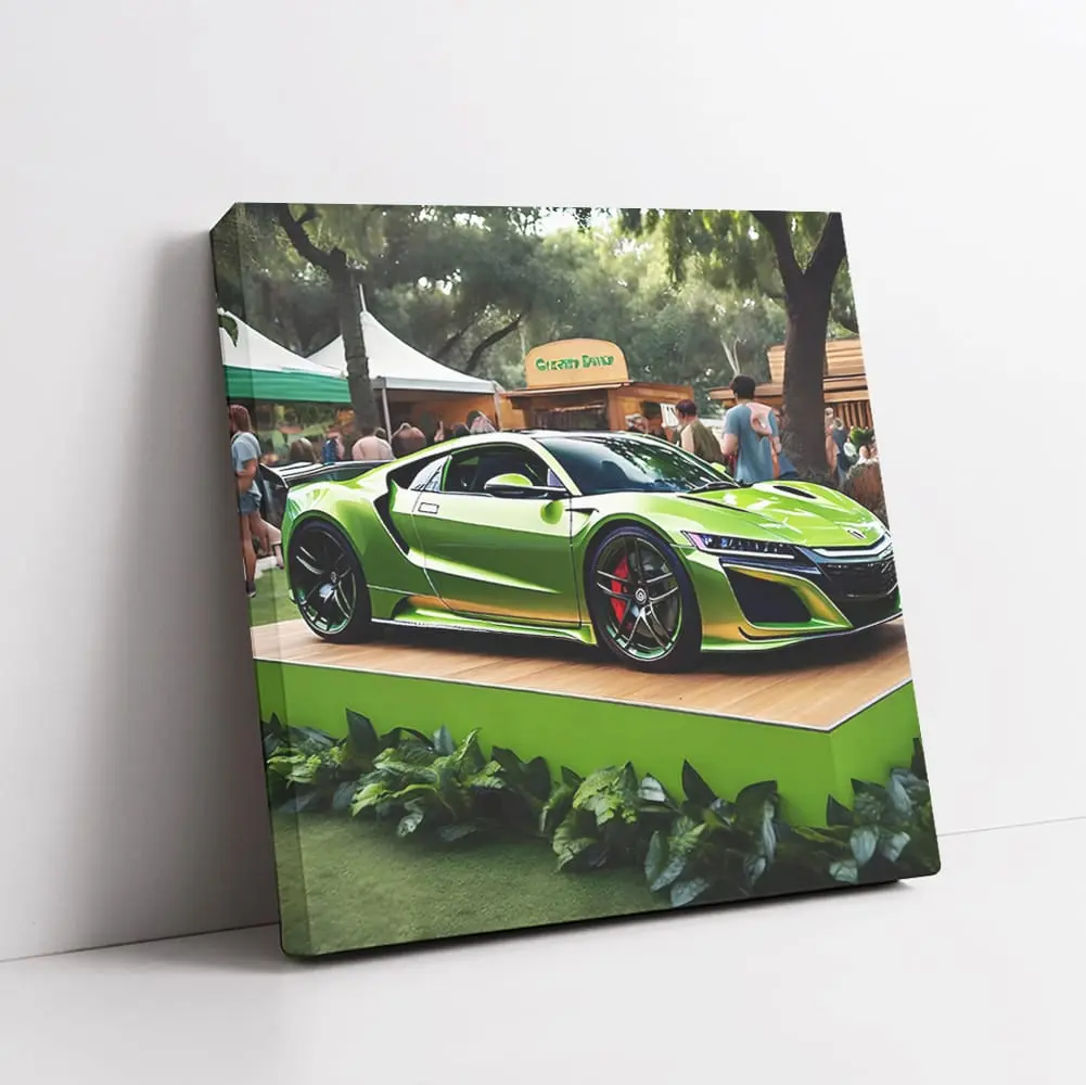 Honda Nsx Green Fair Living Room Wall Art Cars Posters Framed Canvas Vehicle