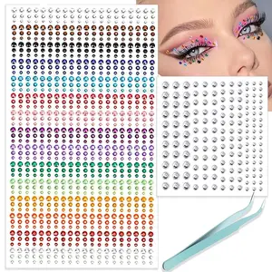 Face Gems Hair Gems, Self-Adhesive Face Jewels Eye Jewels Rhinestones 3/4/5/6 mm DIY Face Gems Stick on, Hair Body Rhinestones Gems Crystals Pearls for Face Eyes Makeup Body, Crafts