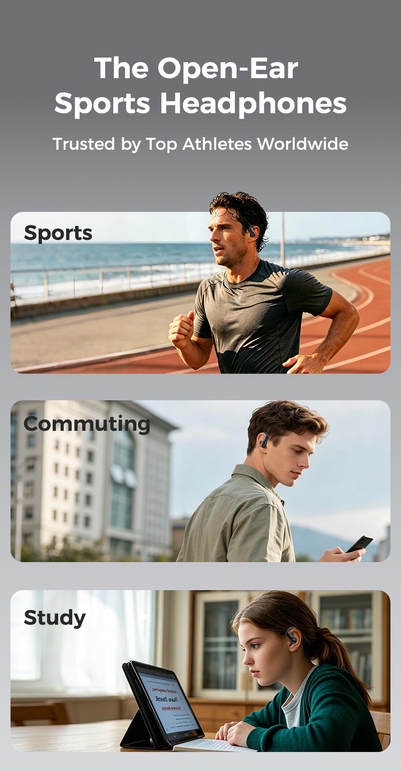 HTC Sports Earphones+ with Full-Color Smart Screen — Noise Cancellation, Brand-New Bluetooth 6.0, 35+ Hour Playtime, Ideal for Office, Sports, Study, and Audio Calls, Gifts for Men and Women