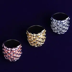 European And American Style Hip-Hop Zircon Gold Nugget Ring, Real Gold Plated, Fashionable And Unique, High-End Feel For Trendy Individuals