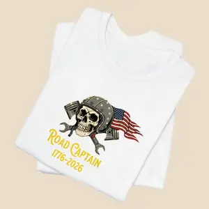 Men's Road Captain Skull Short-Sleeve Round Neck Jersey Tee, Bella+Canvas 3001 T-Shirt