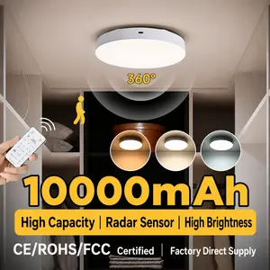 Magnetic Rechargeable Ceiling Light, 10000mAh Radar Sensor Light with Remote, Auto/On Modes, Timer