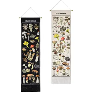 2 Pack Tapestry Mushroom Tapestry Black Background Tapestry Colorful Tapestry Vertical Tapestry Wall Hanging for Bedroom