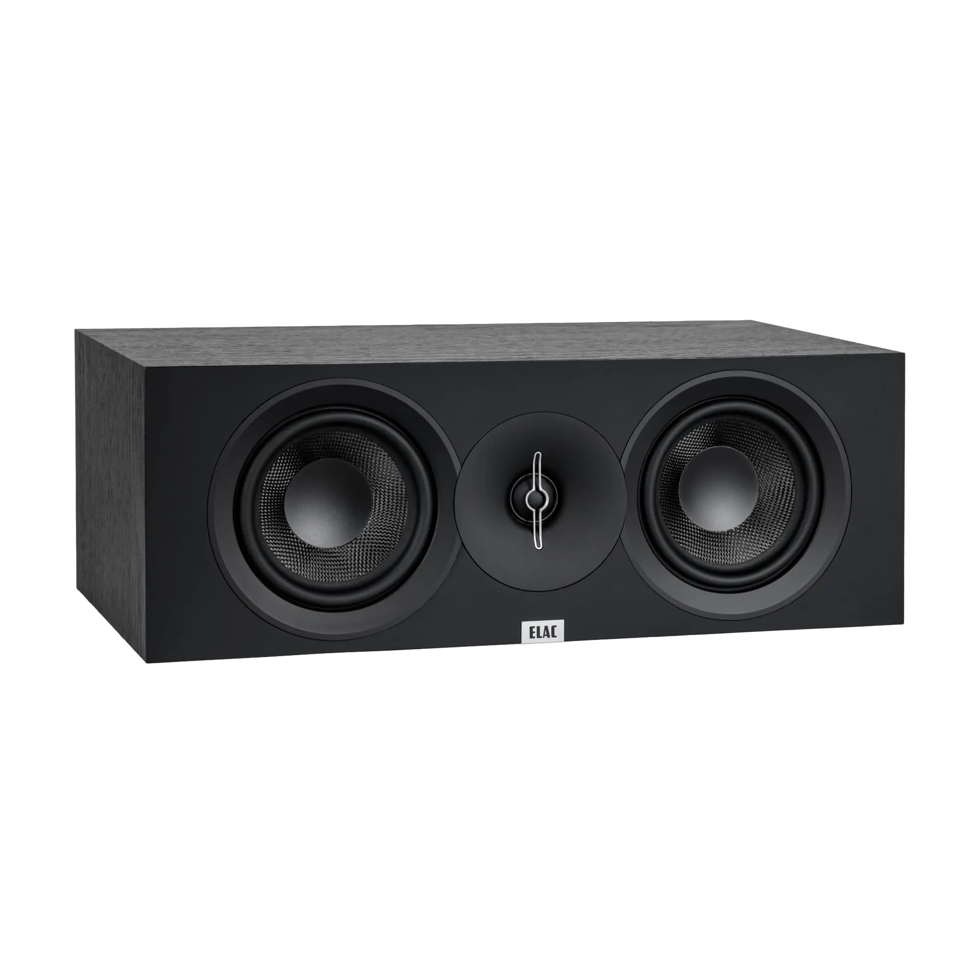 ELAC Debut 3.0 DC53-BK Center Channel Audio Speaker - Black Ash Solid Finish, 1 Aluminum Dome Tweeter, Dual 5.25 Aramid Cone Woofers, 2-Way Bass Reflex, 57Hz to 38KHz Response