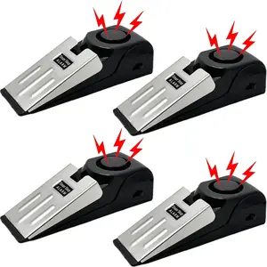 [DealsForYouDays]2/4-Pack Home Security Door Stopper Alarm - Easy to Install No Tools Needed, 3 Sensitivity Modes, 120DB Loud Anti-Theft Alarm, Stainless Steel Pressure-Resistant, Instant Alarm When Pushed