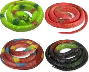 Rubber Snakes to Keep Birds Away - Realistic Fake Rubber Snakes for Garden Props to Scare Birds, Squirrels, Mice and Pranks (4 Pieces)
