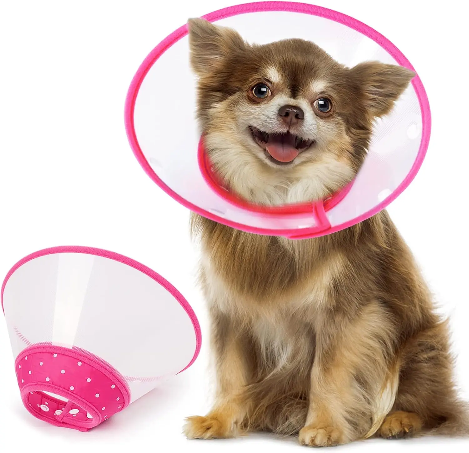 Adjustable Size Flannel Pet Recovery Elizabethan Collar for Cats & Small Dogs - Lightweight, Comfortable, Easy to Wear M Size Pink Cat Puppy Mini Dog Healthcare Collar