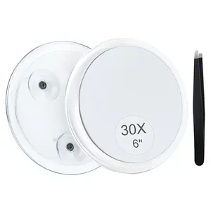 30X Magnifying Mirror Suction Cup for Easy Mounting, Use for Makeup Mirror, Travel Stick on Shower Mirror for Plucking Eyebrows 6 Inch