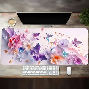 2D Purple Butterfly Floral Extended Mouse Pad | Pastel Pink Flower Desk Mat, Non-Slip Large Gaming Pad for Romantic & Girlish Home Office Decor #2DButterflyFloralDeskPad #PastelFlowerMat #RomanticHomeDecor #GamingMousePad #ButterflyAesthetic