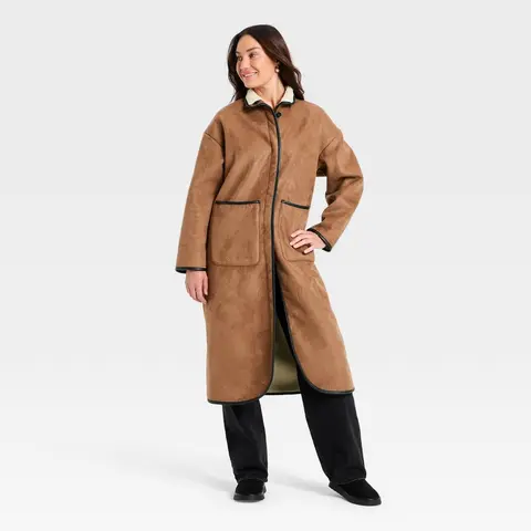 Women's Faux Suede Long Coat - Universal