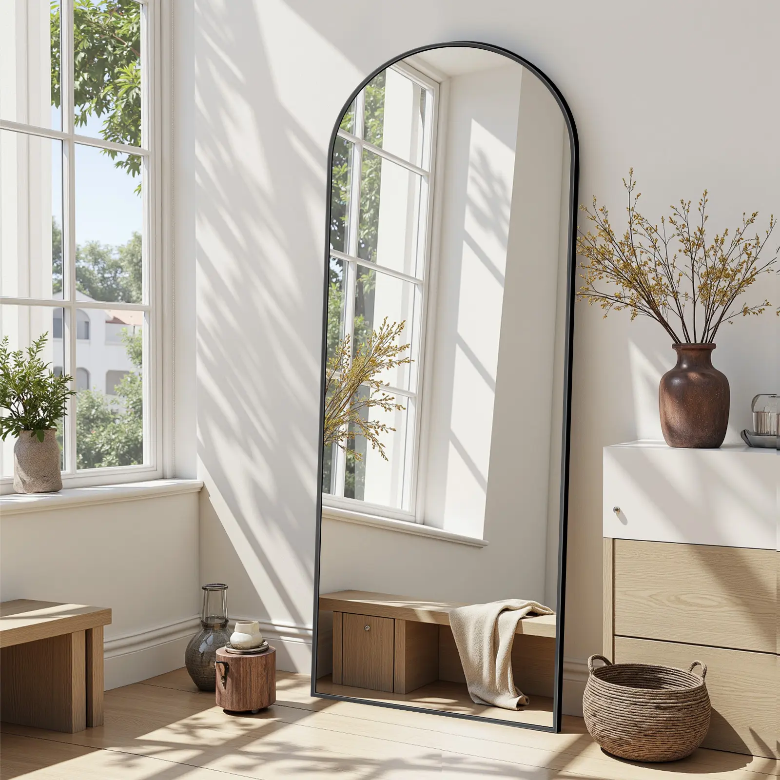 Ladynow Full Length Mirror, 58"x18" Floor Mirror Freestanding, Floor Standing Mirror Full Body Mirror with Stand for Bedroom, Hanging Mounted Mirror for Living Room Cloakroom