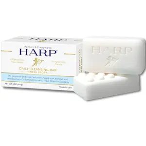 HARP® Fresh Sport Body Wash Bar – pH Balanced (5.0–6.0) Syndet Cleanser, Soap-Free & No Lye, Non-Comedogenic, Gentle for Sensitive & Dry Skin, With Shea Butter & Borage Oil