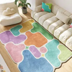 Colorful Geometric Pattern Room Decor Bedside Rug, Decorative Area Rug, Non-slip Soft Floor Mat, Rectangle Decorative Carpet for Home Living Room Bedroom Study Room, Room Accessories, Home Decor, Bedroom Decor