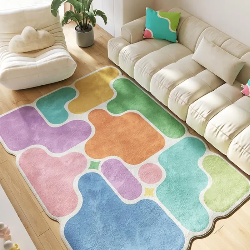 Geometric Pattern Room Decor Bedside Rug, Geometric Design Rug, Boho Rug, Cozy Area Rug, Decorative Area Rug, Non-slip Soft Floor Mat, Rectangle Decorative Carpet for Home Living Room Bedroom Study Room, Room Accessories, Home Decor