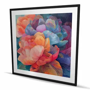 212 MAIN "The Opening" Blue-Framed Matted Print Wall Art, 48x48 in Wall Art Painting, Decorative Artwork, Artwork, Room Decoration Gift-Worthy Home Decor Poster