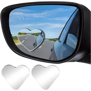 2PCS Car Blind Spot Mirrors, Heart Shaped Wide Angle Vehicle Blindspot Glass Convex, Frameless Automotive Rearview Side Mirror Accessories, Universal for SUV, Sedan, Truck