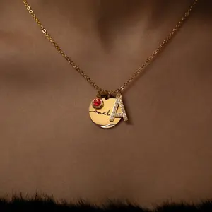 Initial Birthstone Coin Necklace