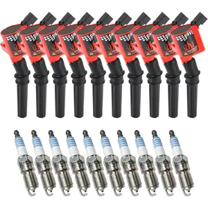 car stuffIgnition Coils Pack DG508 & Iridium Spark Plug SP479, Compatible with Ford E350 E450 Econoline Super Duty F350 F450, Replacement for FD503 DG457 F