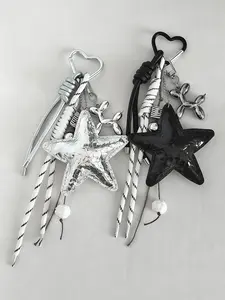 3D Star Balloon Dog Keychain, Keychain Wristlet Strap, Braided Rope Bag Charm, Cartoon Pattern, Preppy Style, Perfect for Bags and Accessories