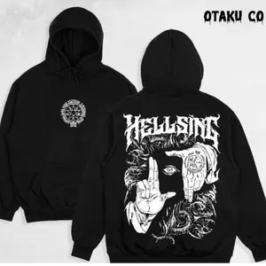 Retro Alucard Hellsing Hoodie Featuring Double-Sided Anime Hand Signs Design