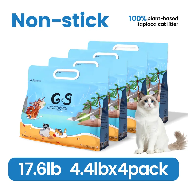 Tapioca Cat Litter, Eco-Friendly Plant-Based 2kg, Strong Clumping, Low Dust, Odor Control, Natural & Safe, Easy Cleanup (Better Than Tofu Litter)