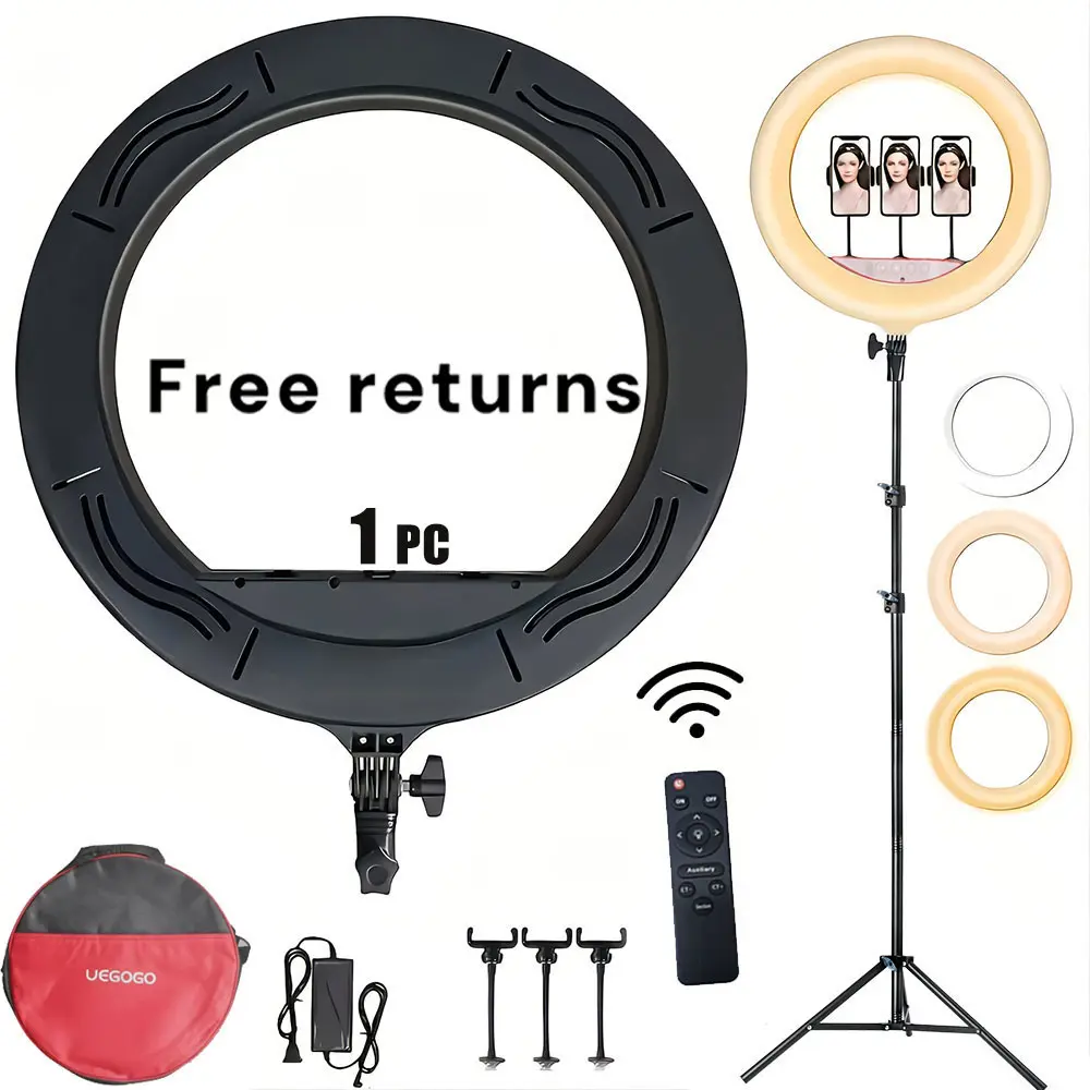 18 inch LED Ring Light Touch Screen with Tripod Stand Dimmable Makeup Selfie Ring Light for Studio Portrait YouTube Vlog Video Shooting with Carrying Bag and Remote Controller, CRI>90#SummerWins#Fathersdaygift