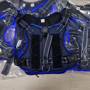 LED Dog Harness Rechargeable Adjustable Night Visibility Navy Blue