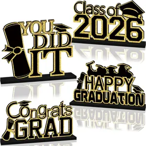 Graduation Decorations Set 2026 Graduation Party Supplies, Wooden Table Centerpiece & Layered Tray Decoration