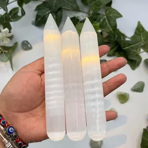 Moroccan Selenite Wand - Elegant Design with Translucent Selenite Pieces for Enhanced Magical Skills