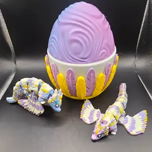 Fully Articulated Fantasy Feather Dragon Figure with Egg,