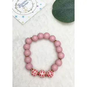 Wooden Bracelets: Pink