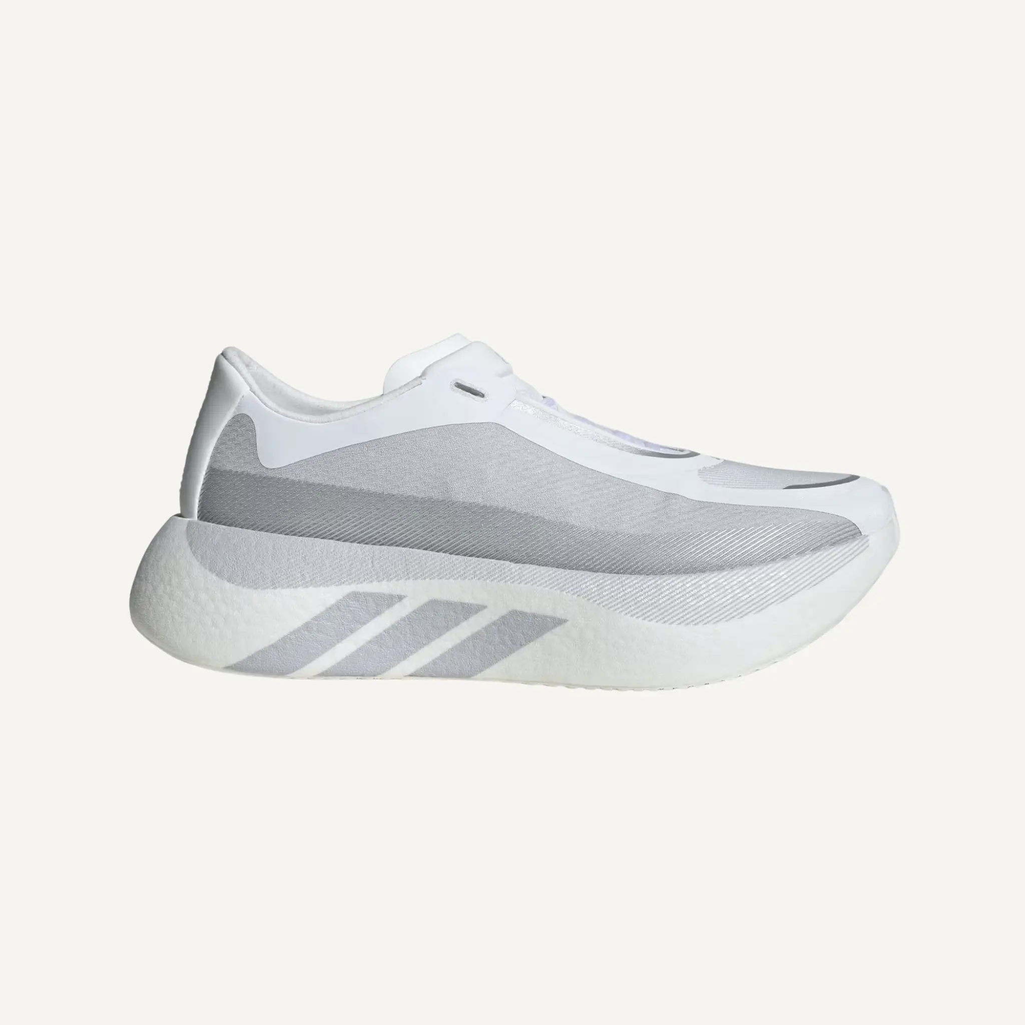 Adidas Men's White/Grey Hyperboost Edge Sport Running Shoes - Foam Midsole, Lace-Up, Woven Textile, 3-Stripes Branding, KK0288