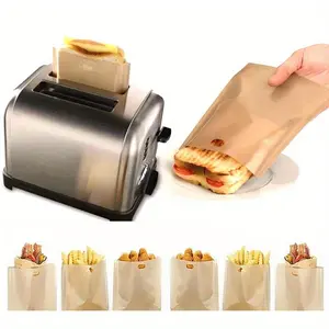 Non-stick Reusable Heat-resistant Toaster Bag, 10pcs Sandwich Fries Heating Bag, Cooking Tools Gadgets, Kitchen Accessories, Utensils
