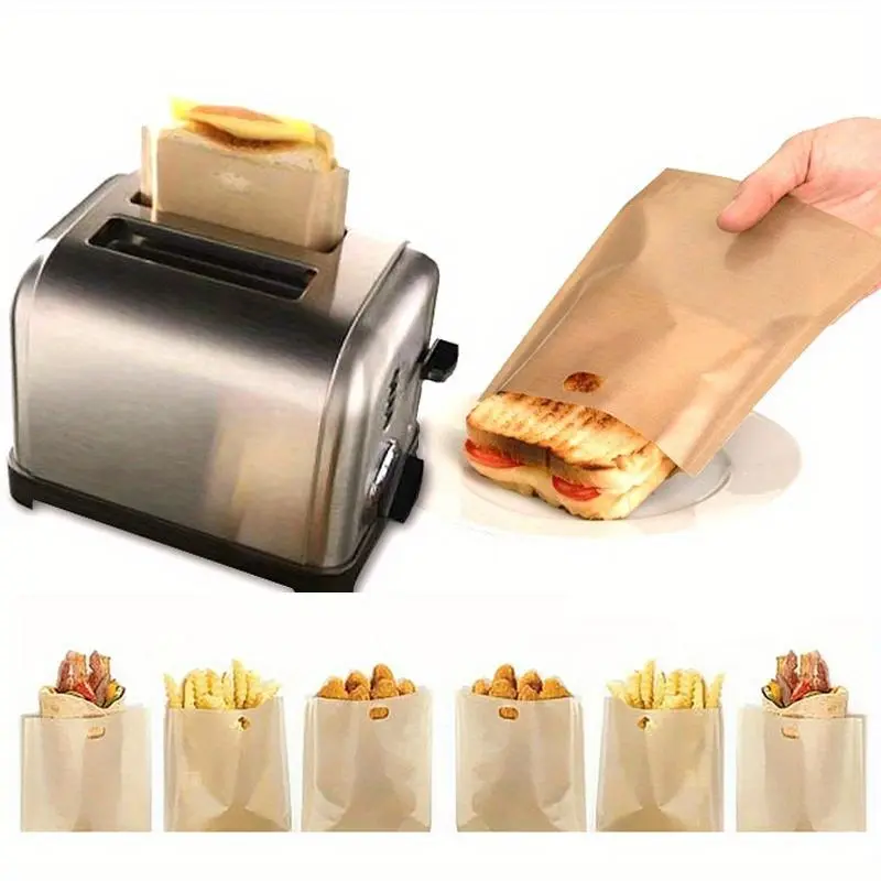 Non-stick Reusable Heat-resistant Toaster Bag, 10pcs Sandwich Fries Heating Bag, Cooking Tools Gadgets, Kitchen Accessories, Utensils, Home