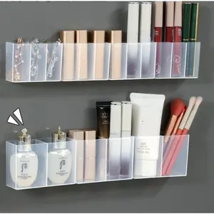 Wall Mounted 3Grids Organizer Mirror Cabinet Self-adhesive Small Objects Storage Box Makeup Organizer Box Eyebrow Pencil Lipstick Lip Glaze Organizer