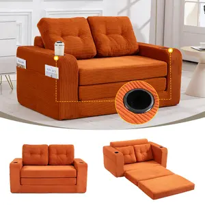 53.54'' Convertible Sofa Bed, Pull-Out Loveseat, 2-in-1 Folding Sofa Bed, Fold-Out Floor Sofa with Pillows for the Living Room, Bedroom, or Lounge