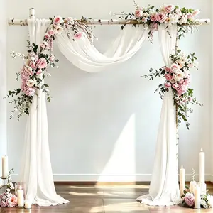 29" x 20 FT Sheer Wedding Arch Draping Fabric, Sheer Backdrop Drapes Curtains for Romantic Bridal Baby Shower Ceremony Birthday Party Outdoor Events Decorations, Ivory, Set of 4