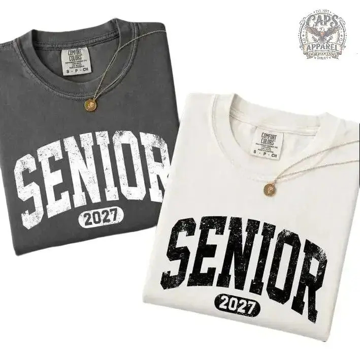 Comfort Colors Class of 2027 Shirt, Senior 2027 Graphic Tee, Retro Graduation T-shirt, High School Graduate Gift, Apparel Made In The US - Caps Apparel		
