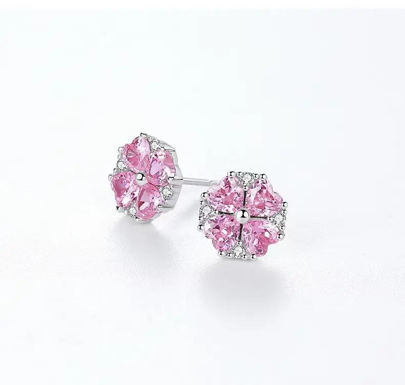 SKU LED-208 – Blossom Whisper Four-Leaf Clover Stud Earrings